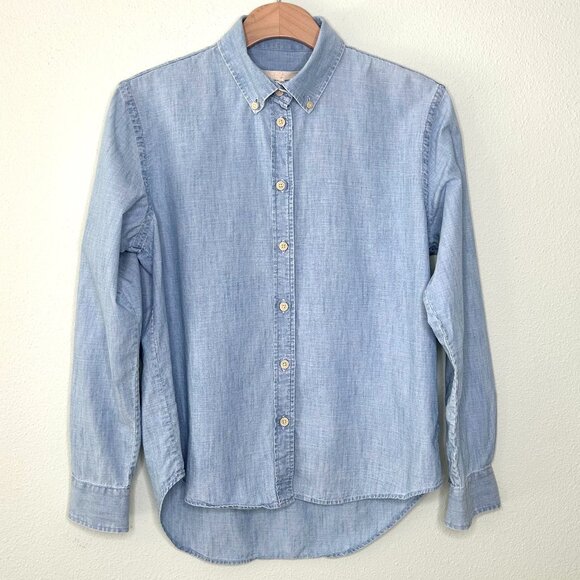 Seven For All Mankind Button Down Shirt Blue Chambray Size S - Picture 11 of 11